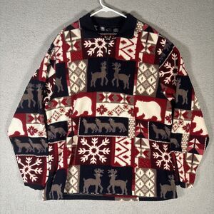 Vntg Junction West Women’s XL Quarter Zip Winter Fleece Sweater Cabincore Cozy‎